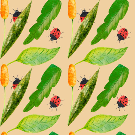 Watercolor set of bright, summer, wildflowers handmadeの写真素材