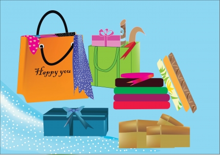 Gift bag with fabric patterns.のイラスト素材