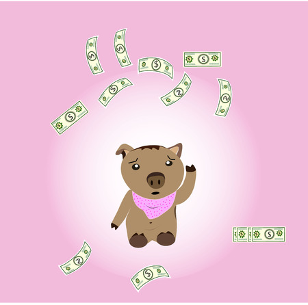 Piggy is thinking about finances.のイラスト素材