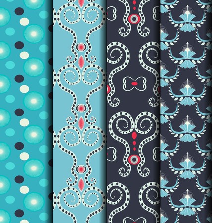 Patterned geometric patterns dark blue background.のイラスト素材