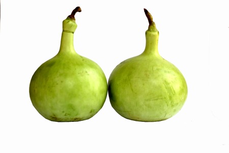 Calabash, Bottle Gourd isolated on white backgroundの写真素材