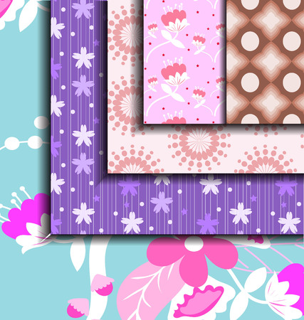 Seamless vector floral pattern setのイラスト素材