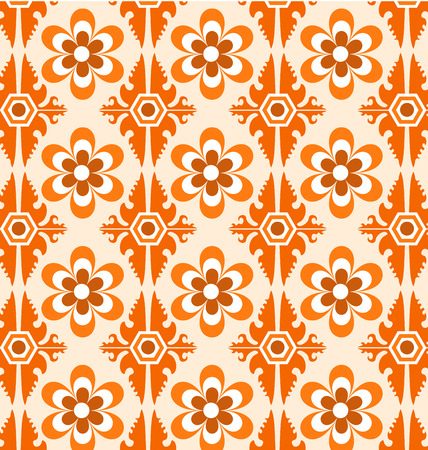 Seamless abstract floral pattern in orange and white.のイラスト素材