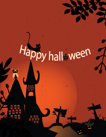 Halloween day Scary halloween background with moon and old treeのイラスト素材