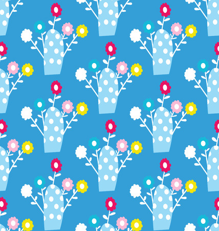 blue pattern Colorful flowers pattern. Seamless backgroundのイラスト素材