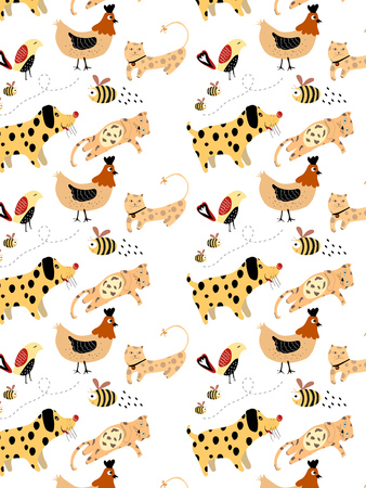 Patterns of pet motifs are abstract, colorful dots pattern.のイラスト素材