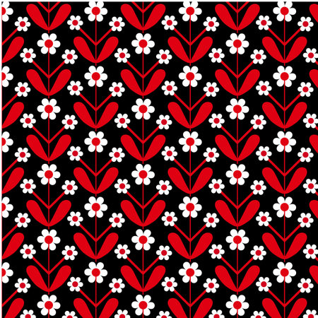 vector illustration of red and black flower pattern