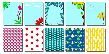 set pattern background  invitation card and geometric seamless patterned pattern bright colors のイラスト素材