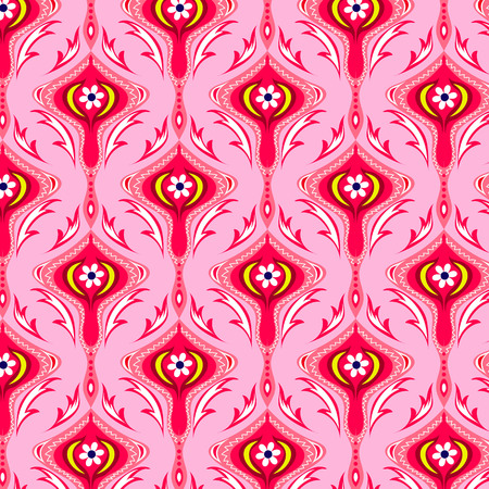 Vector illustration Pink flower wallpaper. Seamless pattern.のイラスト素材