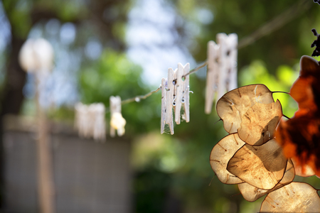 Clothesline in the countrysideの写真素材