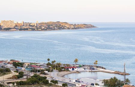 Panoramic view of Alicante, Valencian Community, Spain. In the foregroundthe port and Huerta´s Capの写真素材