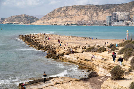 Alicante, Comunidad Valenciana, Spain. 02282021 Alicante population confined and isolated due to the covid-19 pandemic, in its municipal areaのeditorial素材