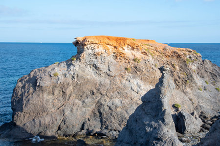 Amazing coves and cliffs of the maritime town of Cabo de Palos in Murcia, Spain with its wonderful views. Authentic diving and snorkeling paradisesの写真素材