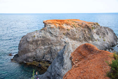 Amazing coves and cliffs of the maritime town of Cabo de Palos in Murcia, Spain with its wonderful views. Authentic diving and snorkeling paradisesの写真素材