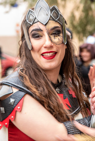 04/22/2022 Alcoy, Spain Celebration of the day of Saint George, patron saint of the city with the tradition Annual representation entry of Moors and Christians.のeditorial素材