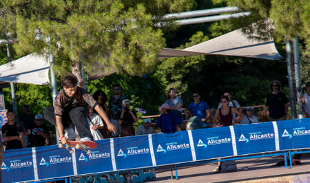 Alicante, Valencian Community, Spain 01/10/2023 International SKATE CUP Open 2023 5th Edition Monte Tossal Active Extreme. In memory of Ignacio EcheverrÃ­aのeditorial素材