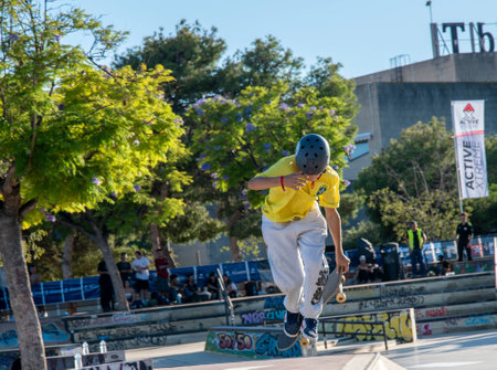 Alicante, Valencian Community, Spain 01/10/2023 International SKATE CUP Open 2023 5th Edition Monte Tossal Active Extreme. In memory of Ignacio EcheverrÃ­aのeditorial素材
