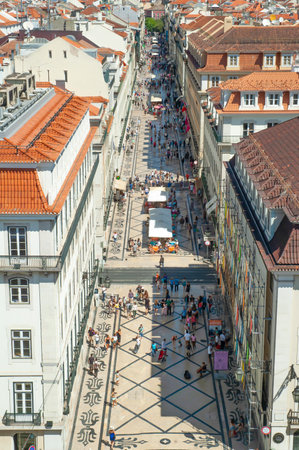 View from the top of the street Lisbon, Portugalの写真素材