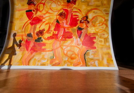 Abstract background of colorful oil paintings on canvas. Fragment of artwork.