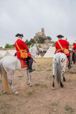ALMANSA ALBACETE SPAIN ANNUAL COMMEMORATION OF THE BATTLE OF ALMANSA, Spain April 28, 2024 317th Anniversary International historical reenactmentのeditorial素材
