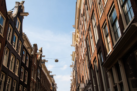 Street canyon in Amsterdam, Netherlands