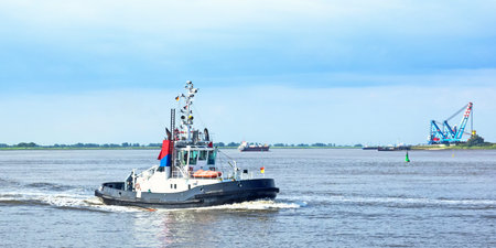 Tugboat on river Weser