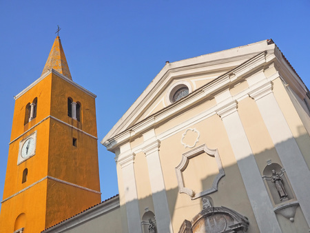 Parish church of St. Georg in the old town of Lovran, Croatiaの写真素材