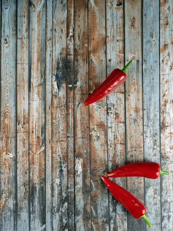 Design of dark wood background with chili peppers
