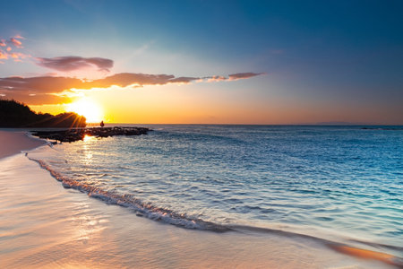 Beautiful sunset on the beach of Cayo Largo, Cubaの素材