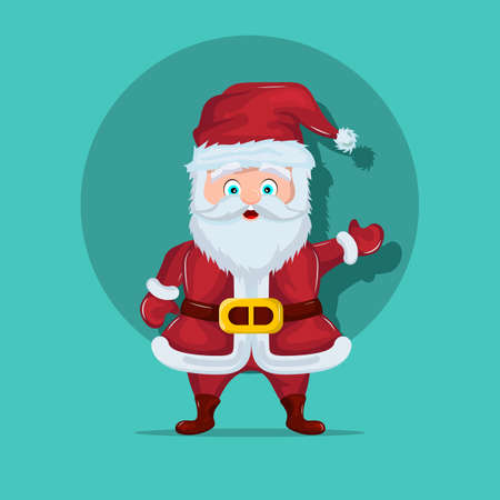 cheerful santa claus wavingのイラスト素材