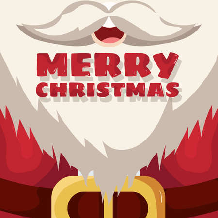 merry christmas card with santa claus white beardのイラスト素材
