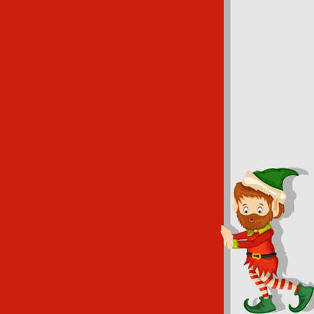 editable christmas card with elf pushingのイラスト素材