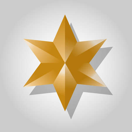 shiny gold christmas star with shadowのイラスト素材