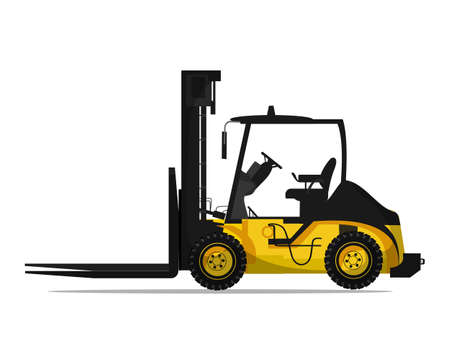 yellow heavy machinery tower crane truck vectorのイラスト素材