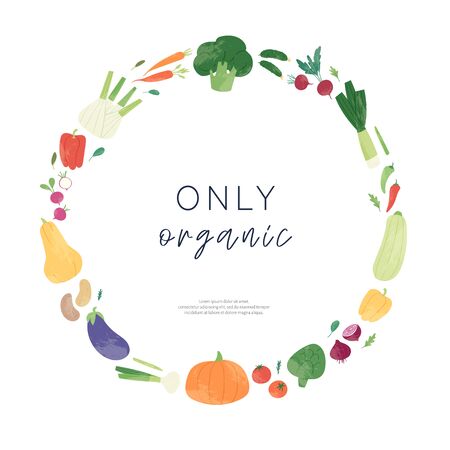 Hand drawn set of colorful fresh organic  vegetables isolated on white background. Bundle of healthy vegetarian food, tasty vegan products use for cooking books, restaurant menu, posters, farm marketsのイラスト素材