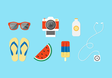 Street summer flat style icons setのイラスト素材