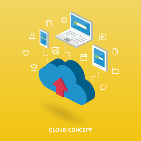 Isometric cloud computing concept illustration for web.のイラスト素材