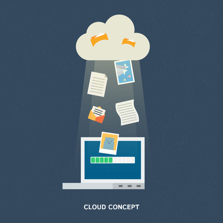 cloud computing concept vector illustration for web, flat styleのイラスト素材