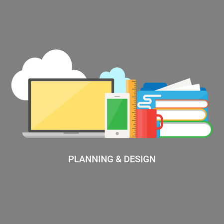 Planning & design concept for web. Vector illustration flat iconsのイラスト素材