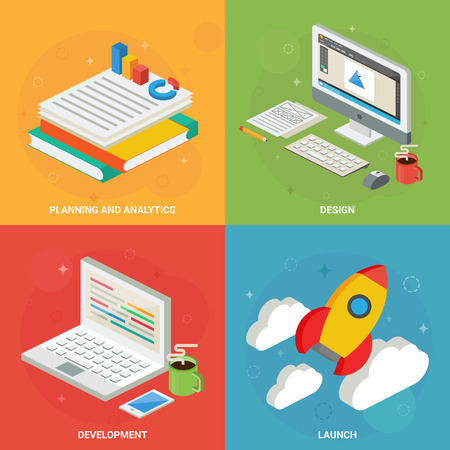 Web development process conceptのイラスト素材