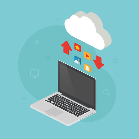 Cloud computing concept, vector illustration, isometric styleのイラスト素材