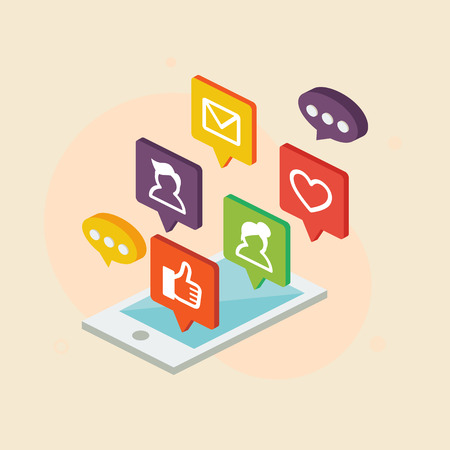 Mobile internet concept, vector illustration, isometric styleのイラスト素材