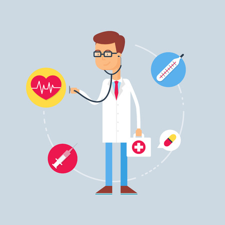 Character - doctor, medical concept. Vector illustration, flat styleのイラスト素材