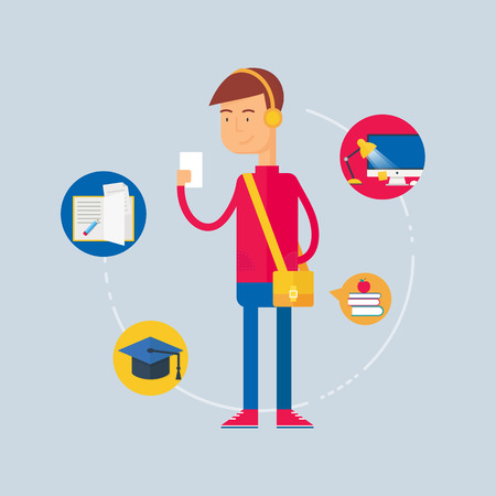 Character - student, education concept. Vector illustration, flat styleのイラスト素材