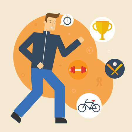Vector illustration of a running sportsman. Flat styleのイラスト素材