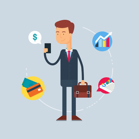 Character - businessman. Vector illustration, flat styleのイラスト素材