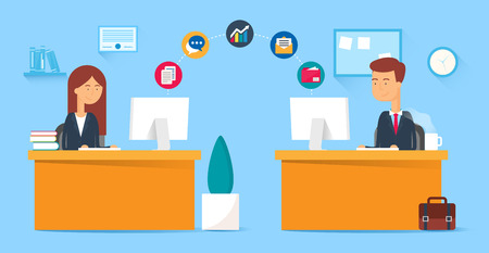 Team collaboration, business concept. Vector illustration, flat styleのイラスト素材