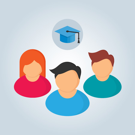 Students. Vector illustration, flat styleのイラスト素材