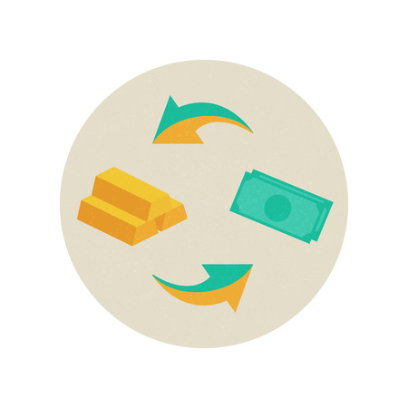 Currency exchange: money, gold. Vector illustration, icon, flat styleのイラスト素材