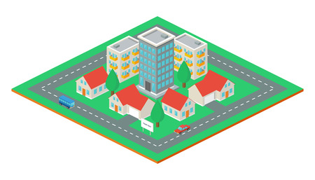 Isometric city, vector illustrationのイラスト素材
